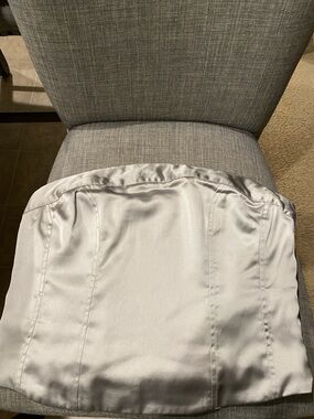 Wild Fable Satin Strapless Smocked Bustier in Silver